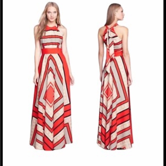 Eliza J Scarf Print Halter Maxi Dress Geometric - Picture 2 of 7